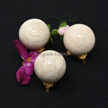 Cream Moonstone Spheres Cream Moonstone Spheres