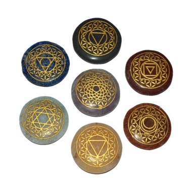 Flower Of Life Engraved Chakra Set