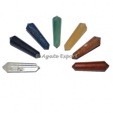 Double Terminated Faceted Chakra Pencil Set