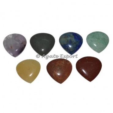 Seven Chakra Flat Wide Hearts Set