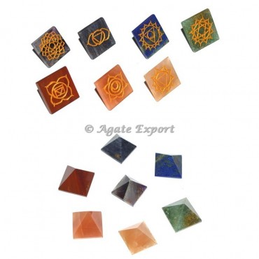 Engraved Pyramids 7 Chakra Set