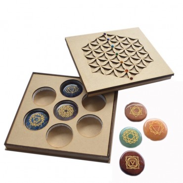 Seven Chakra Stone With Flower Of Life Gift Box
