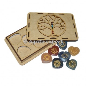 7 Chakra Heart Shaped Set With Tree Of Life Gift Box