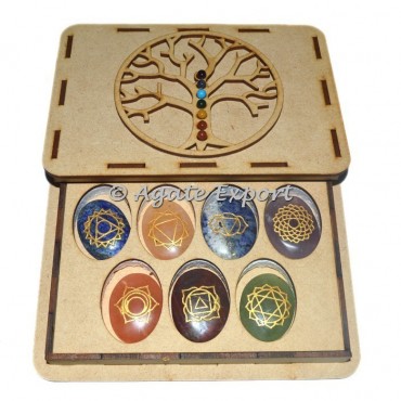 7 Chakra Oval Shaped Set With Tree Of Life Gift Box