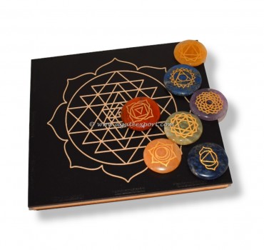 Seven Chakra Engraved Set With Yantra Box