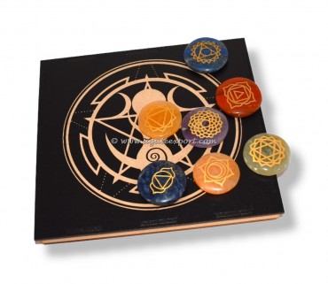 Goddess Symbol Printed 7 Chakra Engraved Stones