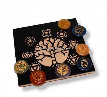 Tree Of life With Engraved Chakra Round Set