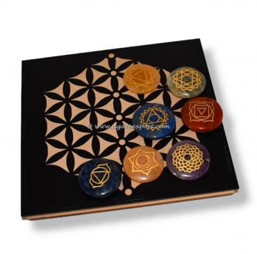 Flower of life With 7 Chakra Engraved Stones