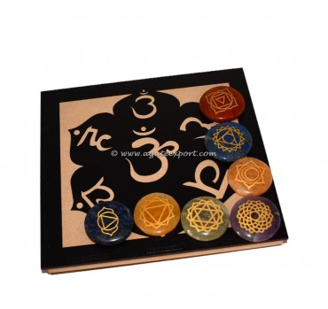 7 Chakra Engraved Stone With Sanskrit Box