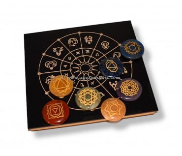 Chakra Healing Crystals Engraved Set With Zodiac Box