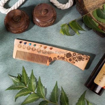 Neem Wood Comb with Chakra Symbols Neem Wood Comb with Chakra Symbols