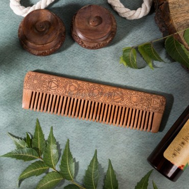 Engraved 7 Chakra Neem Wood Comb