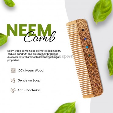 Seven Chakra Stones Neem Wood Comb