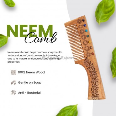 Chakra Stones Neem Wood Comb