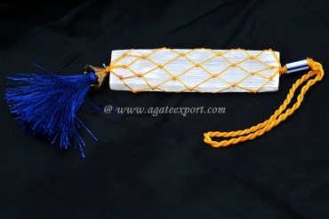 Selenite Rough With Yellow Thread Wired Hanging for Home And Car