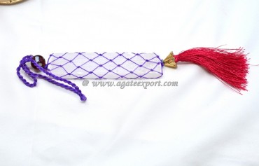 Selenite Rough With Purple Thread Wired Hanging for Home And Car