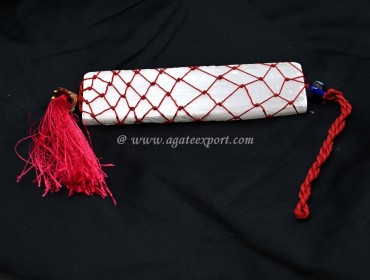 Selenite Rough With Red Thread Wired With Evil Eye Hanging for Home And Car