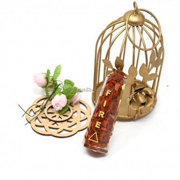 Orgonite Red Jasper With Fire Symbol Engraved