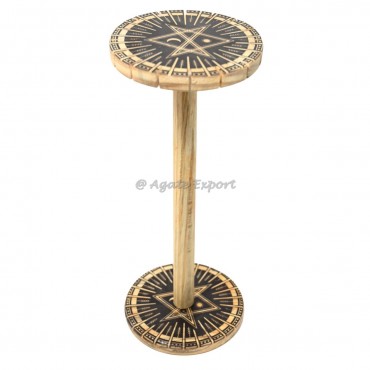 Celestial Pentagram with Radiant Patterns Wooden Pendulum Holder