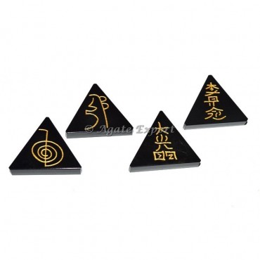 Agate Black Triangle Usai Reiki Set
